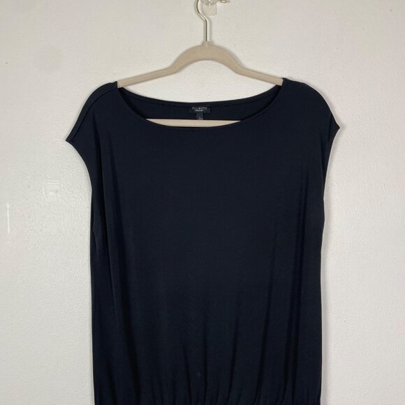 Talbots Women's L Black Cap Sleeve Drop Waist Maxi Length Dress Basic Minimalist - Picture 2 of 9